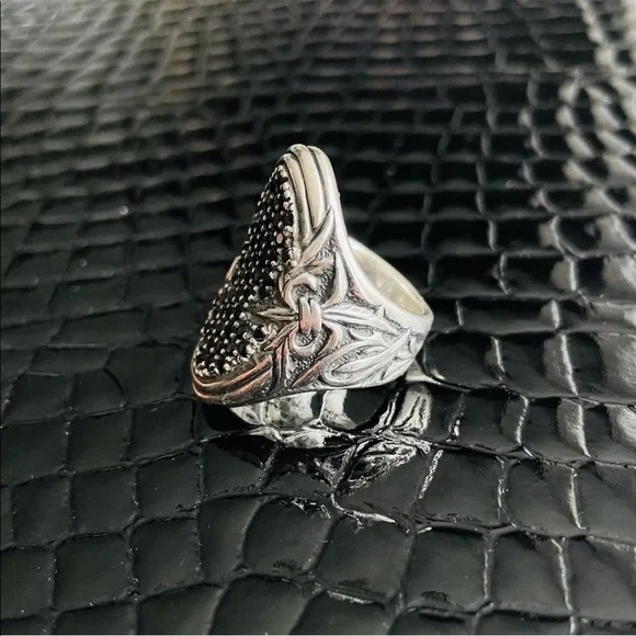 Scott Kay Black Sapphire Concave Sterling Silver Ring